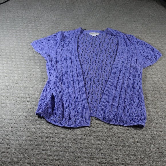 Coldwater Creek Size PL Lavender Open Weave Cardigan - Picture 1 of 4
